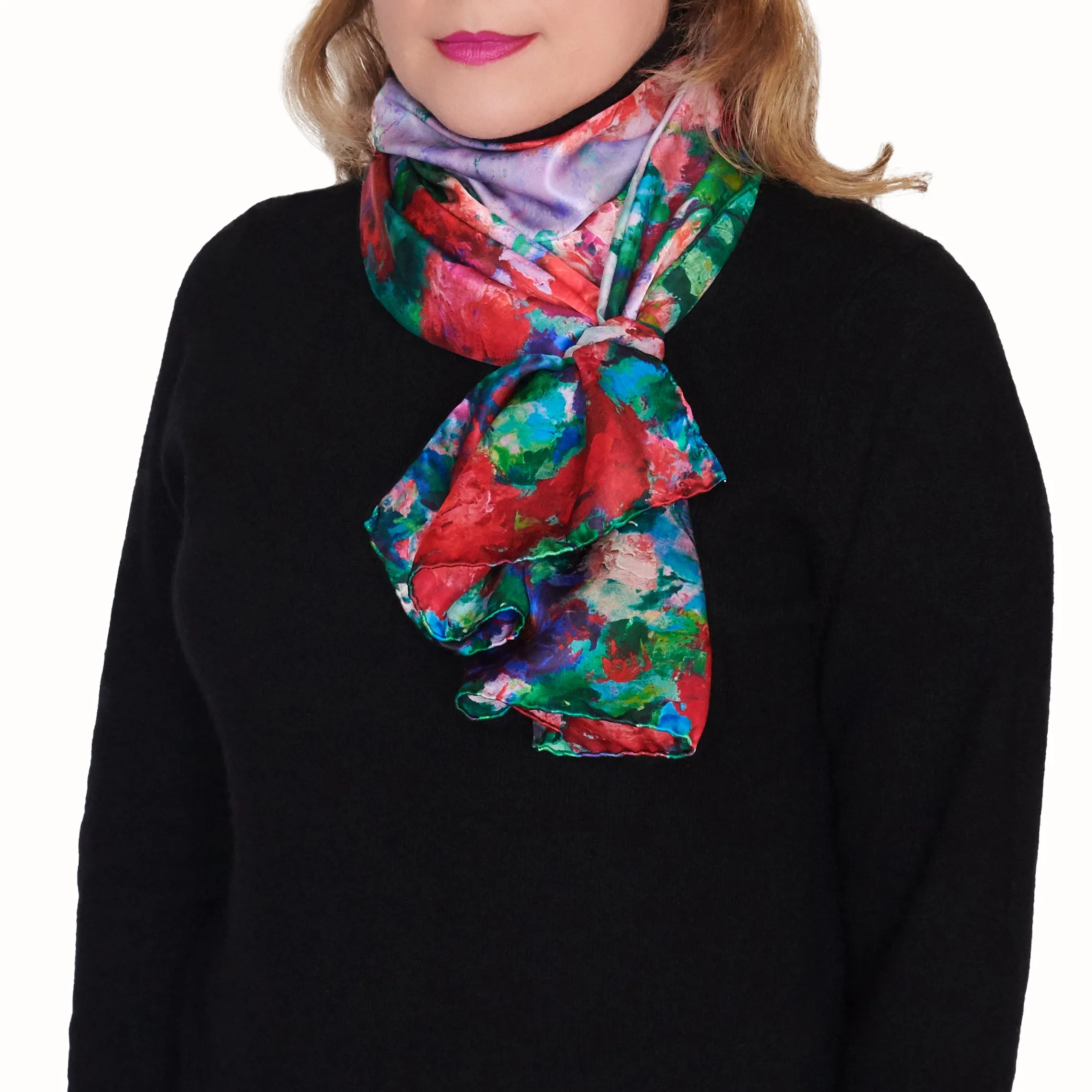 Enchanted Garden, 63x16-inch Long Italian Silk Scarf