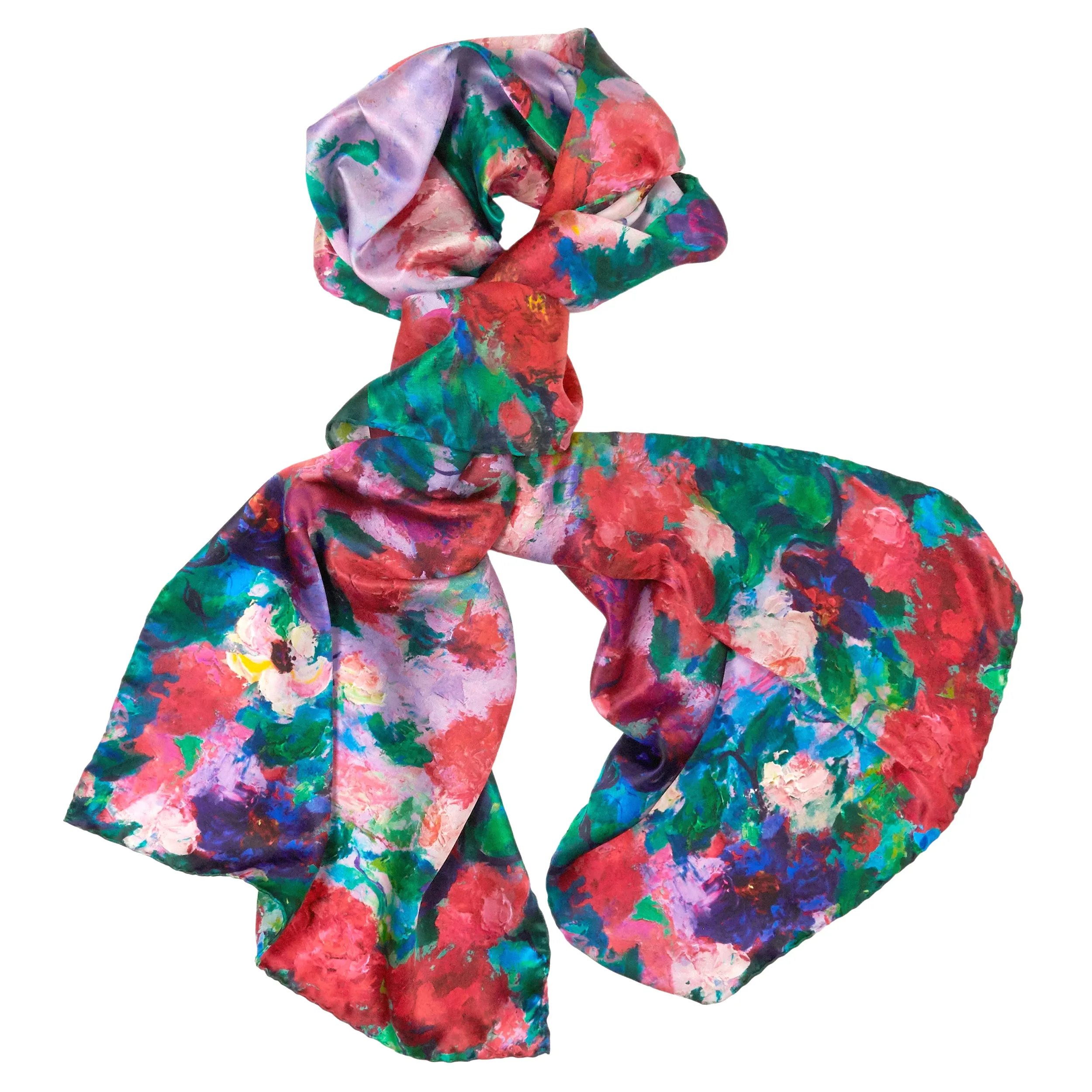 Enchanted Garden, 63x16-inch Long Italian Silk Scarf