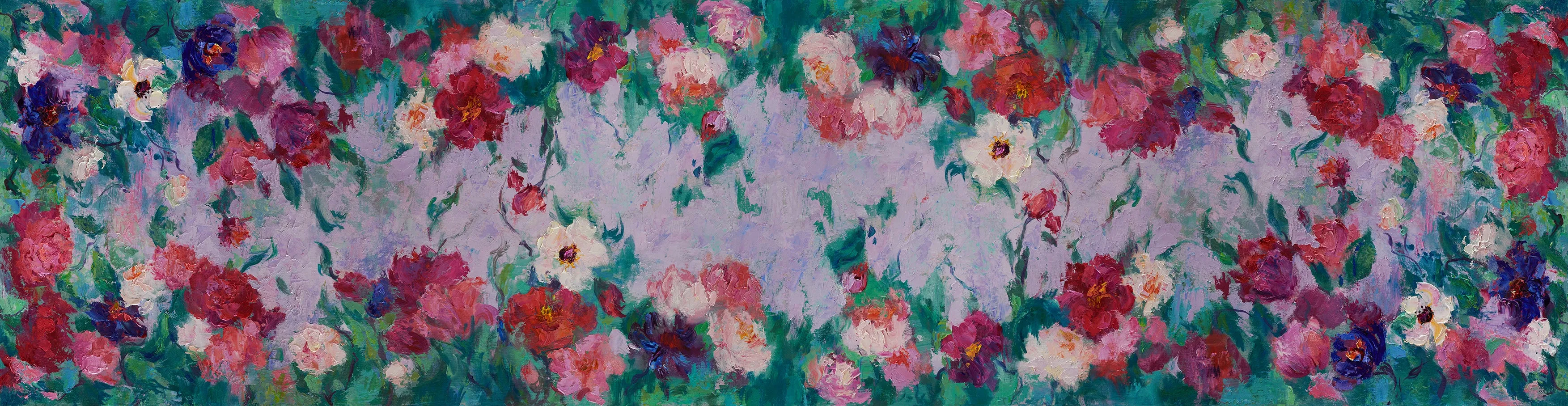 Enchanted Garden, 63x16-inch Long Italian Silk Scarf