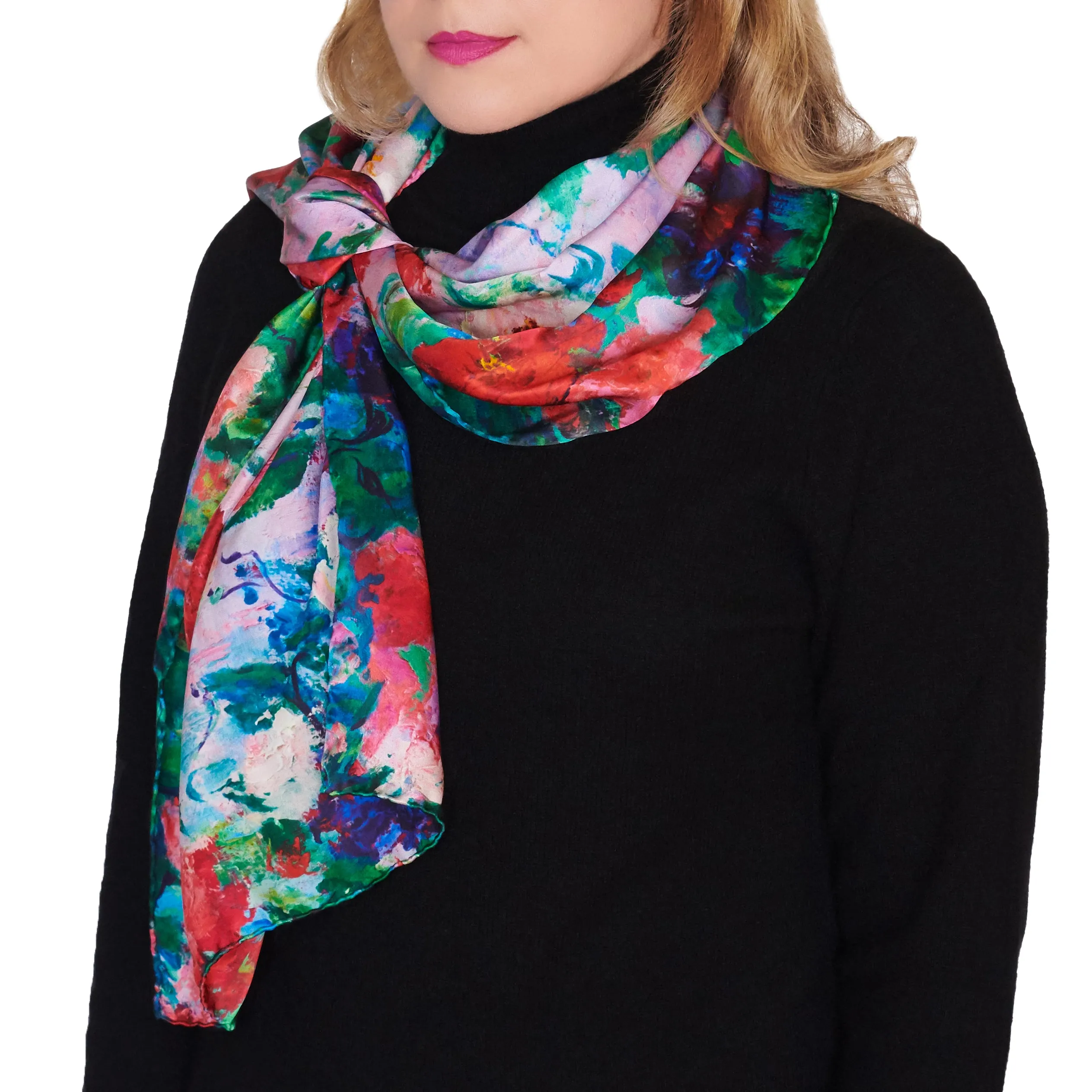Enchanted Garden, 63x16-inch Long Italian Silk Scarf