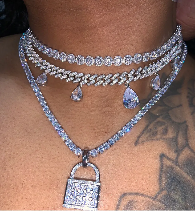 Encrusted Tennis Necklace (Top Necklace)