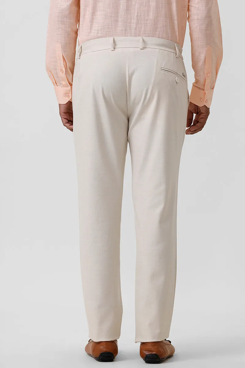 Flexi Fit - Off White Stretchable Formal Trousers For Men | Ariser