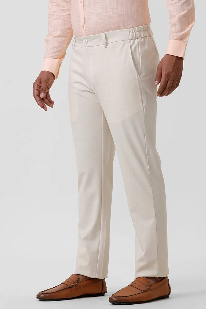 Flexi Fit - Off White Stretchable Formal Trousers For Men | Ariser