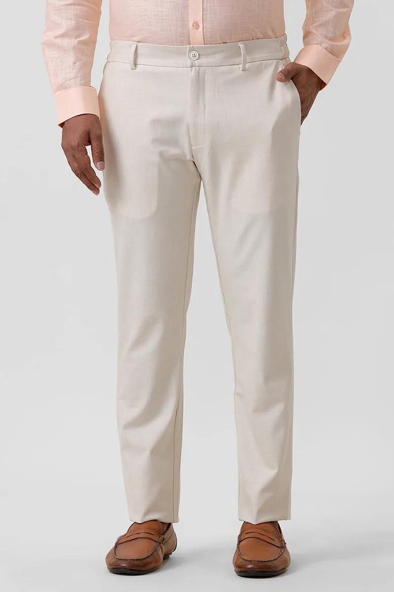 Flexi Fit - Off White Stretchable Formal Trousers For Men | Ariser