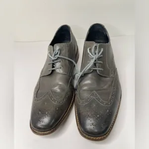 FLORSHEIM Wingtip Brogues Oxford Grey Leather Dress Shoe SZ 8.5 EUC