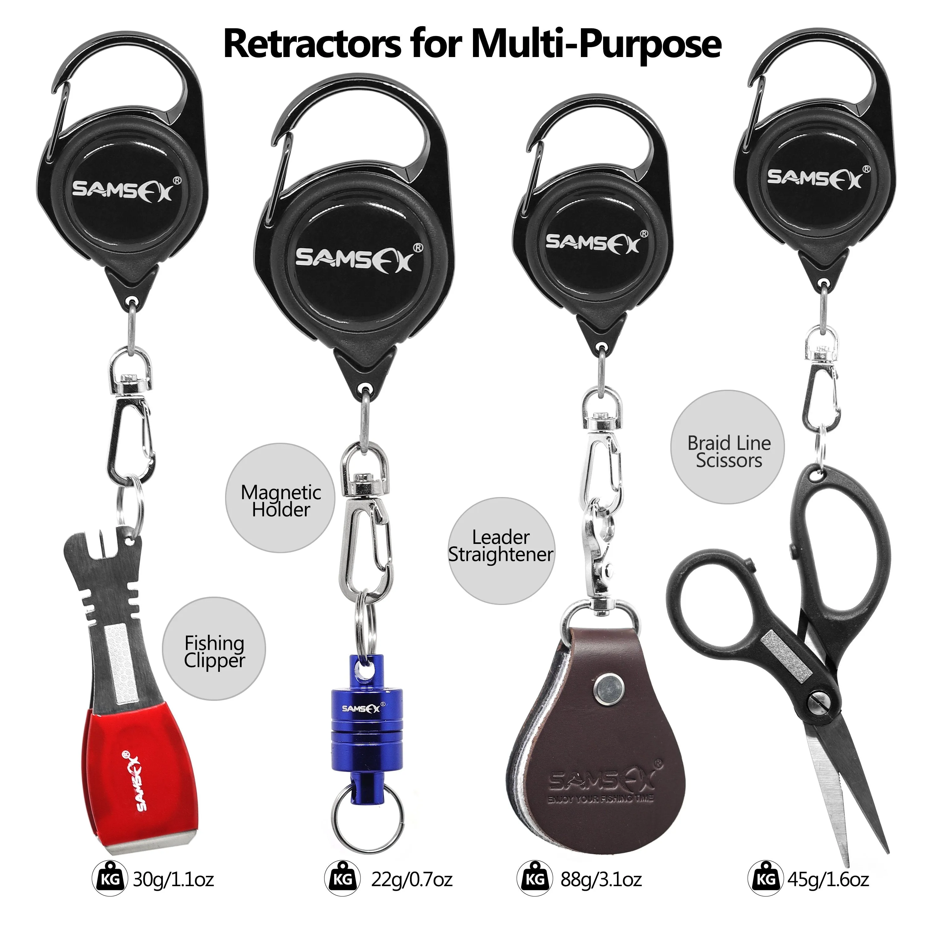 Fly Fishing Zinger Retractors for Gear Tools Holder 3PCS