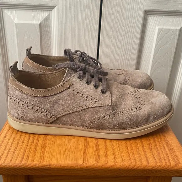 FLY LONDON Tan/Taupe Suede Wingtip Brogues Derby Shoes SZ 43 (10US)