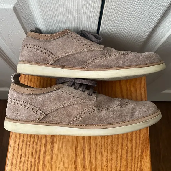 FLY LONDON Tan/Taupe Suede Wingtip Brogues Derby Shoes SZ 43 (10US)
