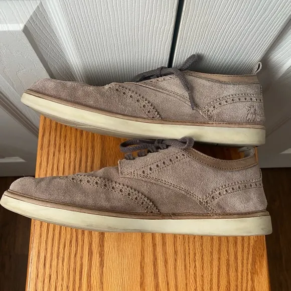 FLY LONDON Tan/Taupe Suede Wingtip Brogues Derby Shoes SZ 43 (10US)