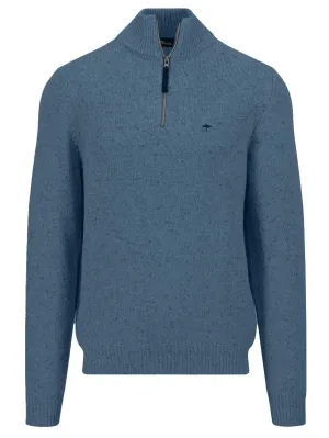 FYNCH HATTON Troyer 1/4 Zip Donegal Knit - Men's – Cloud Blue