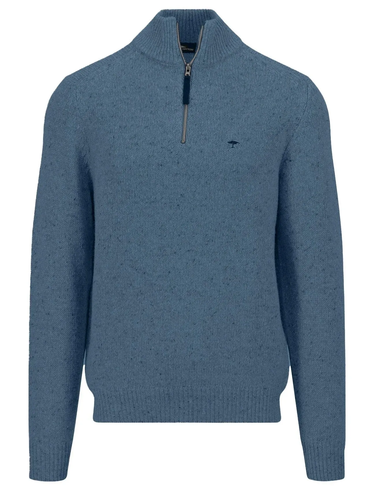 FYNCH HATTON Troyer 1/4 Zip Donegal Knit - Men's – Cloud Blue