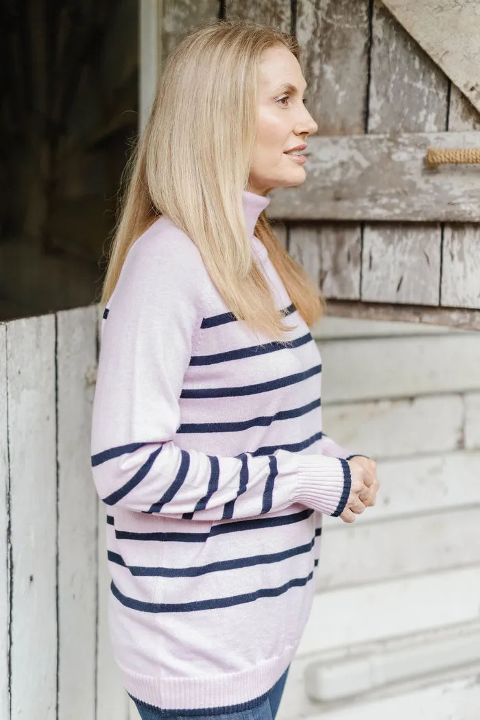 Goondiwindi Cotton 55% Merino 45% Cotton Stripe Roll Neck Jumper - 2 Colours