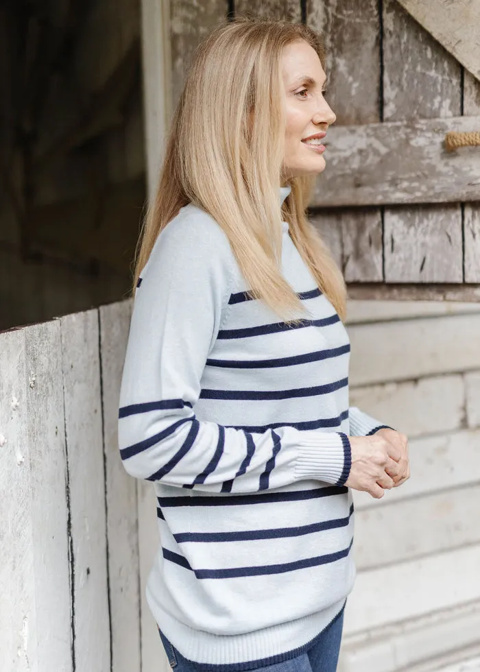 Goondiwindi Cotton 55% Merino 45% Cotton Stripe Roll Neck Jumper - 2 Colours