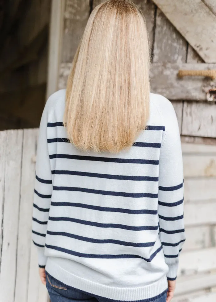 Goondiwindi Cotton 55% Merino 45% Cotton Stripe Roll Neck Jumper - 2 Colours