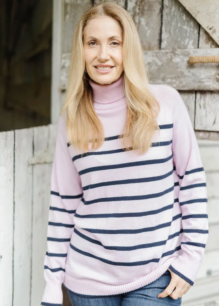Goondiwindi Cotton 55% Merino 45% Cotton Stripe Roll Neck Jumper - 2 Colours