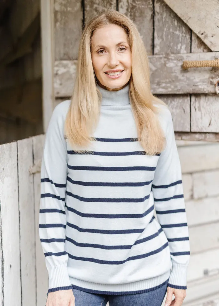 Goondiwindi Cotton 55% Merino 45% Cotton Stripe Roll Neck Jumper - 2 Colours