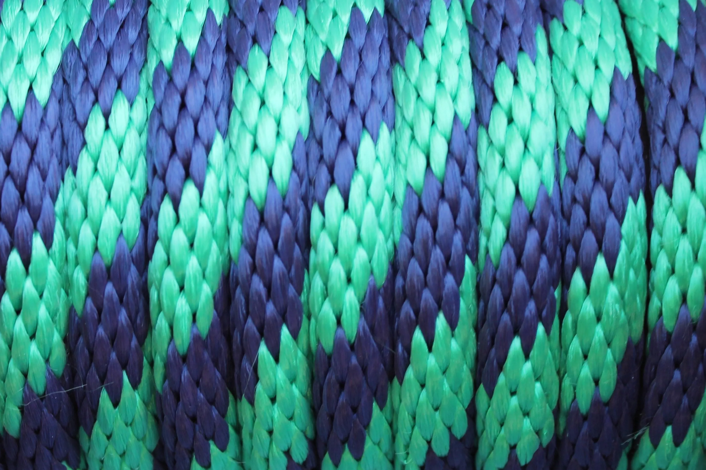 Green and Navy Solid Braided Multifilament Polypropylene Rope