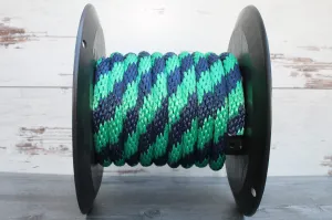 Green and Navy Solid Braided Multifilament Polypropylene Rope