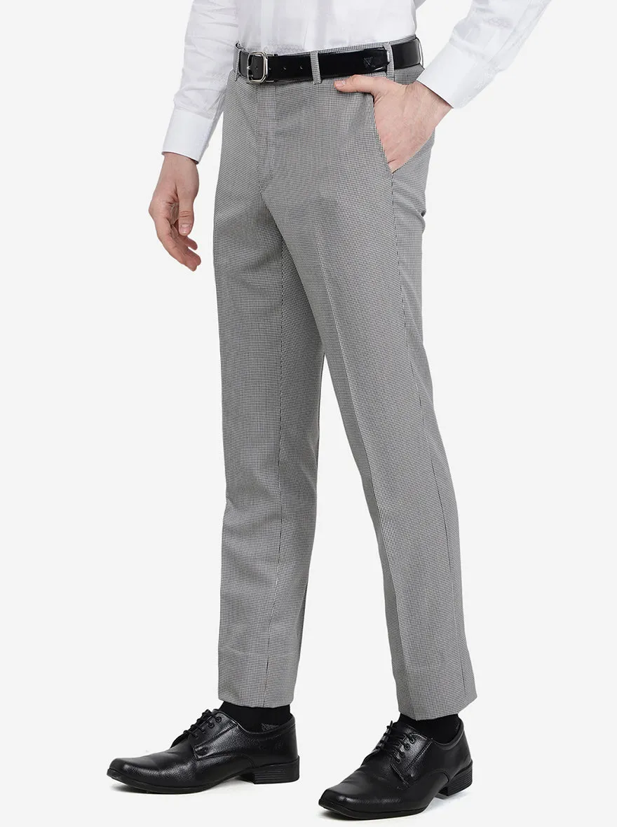 Grey Checked Slim Fit Formal Trouser | Metal
