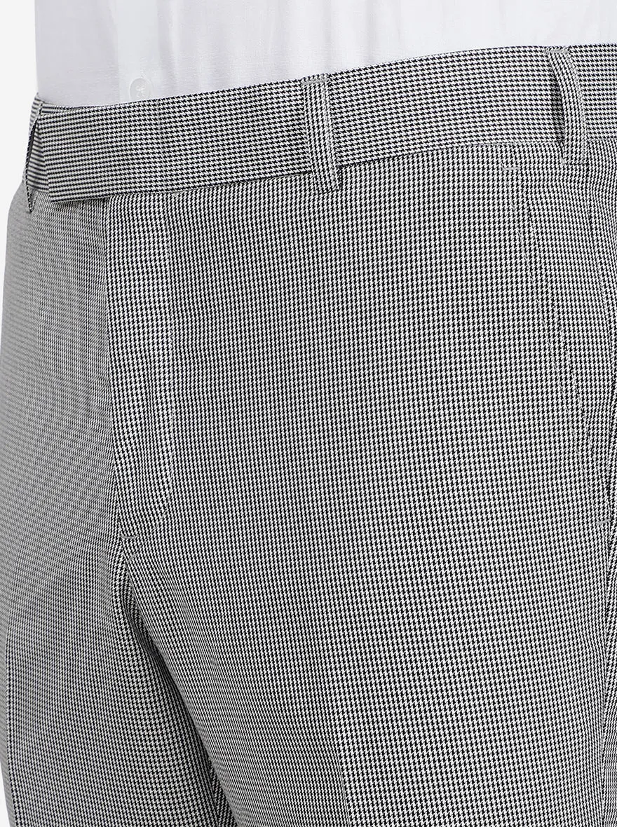 Grey Checked Slim Fit Formal Trouser | Metal
