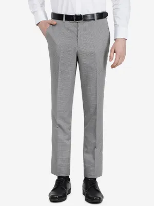 Grey Checked Slim Fit Formal Trouser | Metal