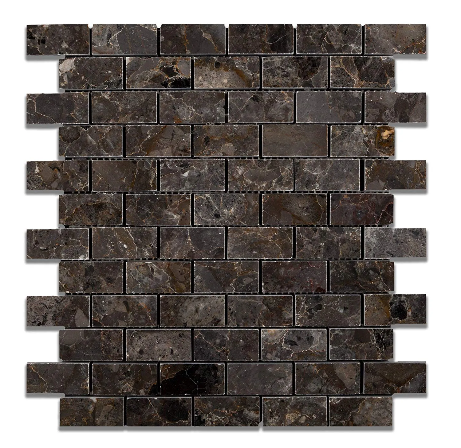 Grigio Verona Marble 1 X 2 Brick Polished Mosaic Tile - Lot of 50 Sheets