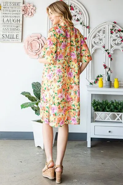 Half Sleeve Multi Color Floral Open Cardigan