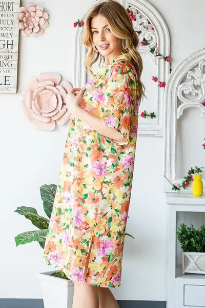 Half Sleeve Multi Color Floral Open Cardigan