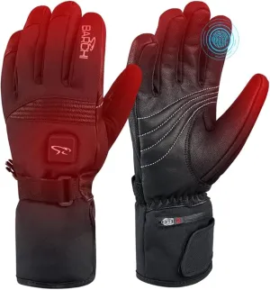 Heated Ski Gloves for Men Women Rechargeable Electric Winter Gloves with Touch Screen Windproof Thermal Gloves for Cycling Skiing Driving Climbing Hiking Camping Running Freezer Work Cold Hands