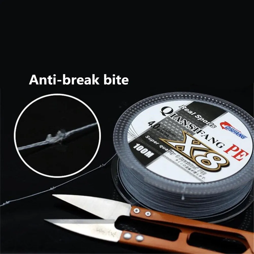 High Strength 8 Braid 100M 0.6#-10# PE High Tension Anti-bite Fishing Line8O2M