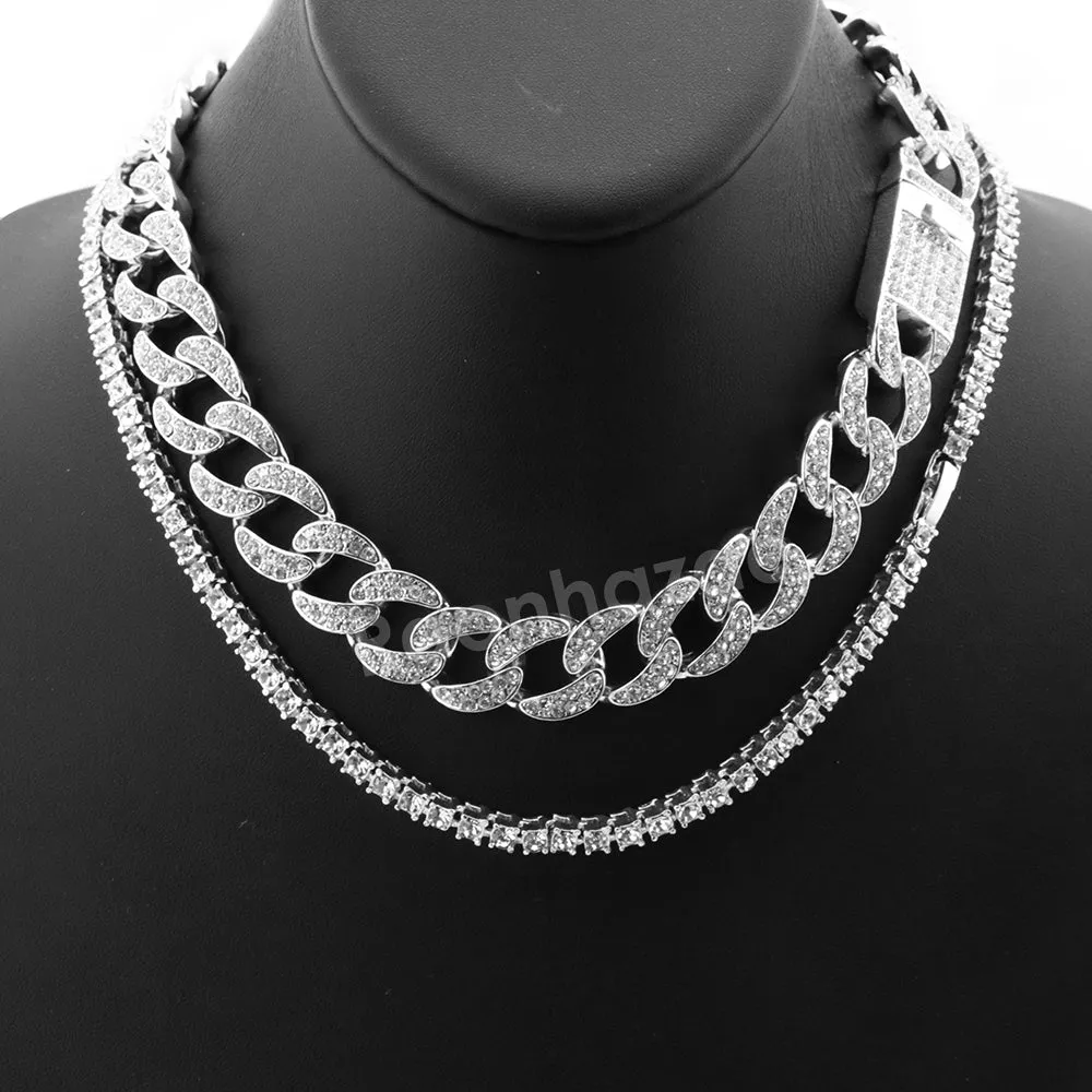 Hip Hop Quavo Jesus Face Miami Cuban Choker Chain Tennis Necklace L27