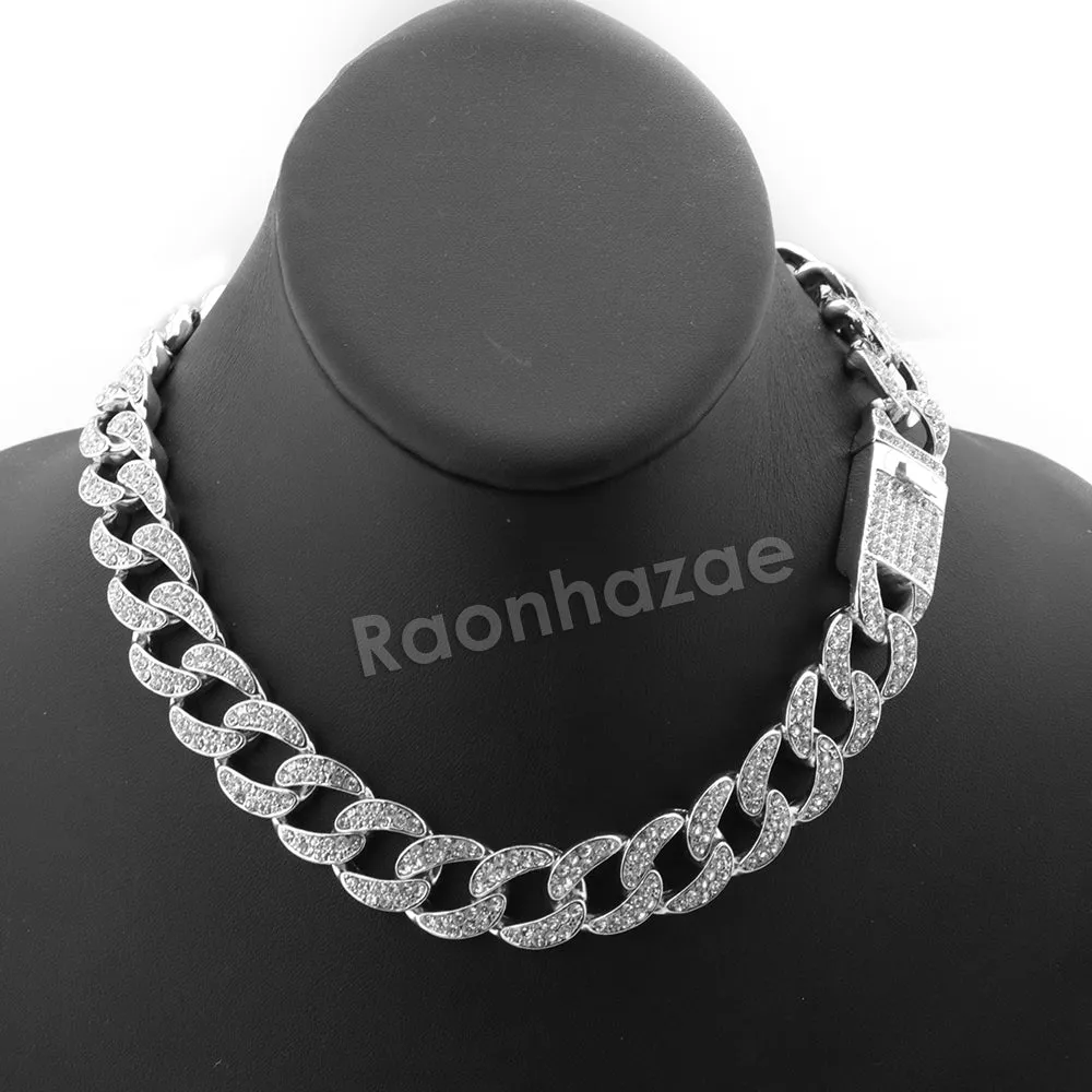 Hip Hop Quavo Jesus Face Miami Cuban Choker Chain Tennis Necklace L27