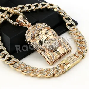 Hip Hop Quavo Jesus Face Miami Cuban Choker Chain Tennis Necklace L27