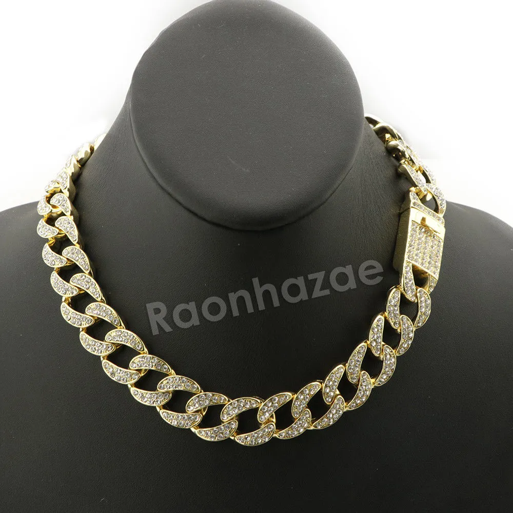 Hip Hop Quavo Jesus Face Miami Cuban Choker Chain Tennis Necklace L27