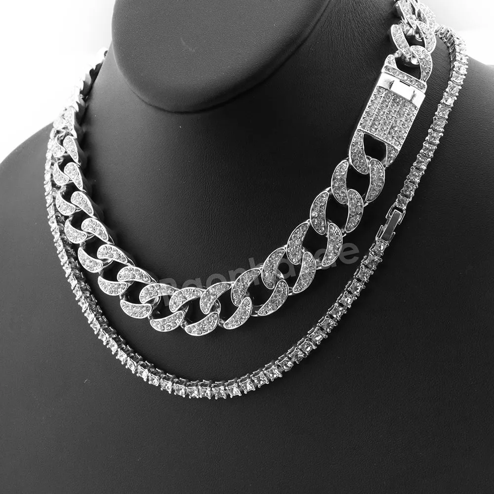 Hip Hop Quavo Jesus Face Miami Cuban Choker Chain Tennis Necklace L27