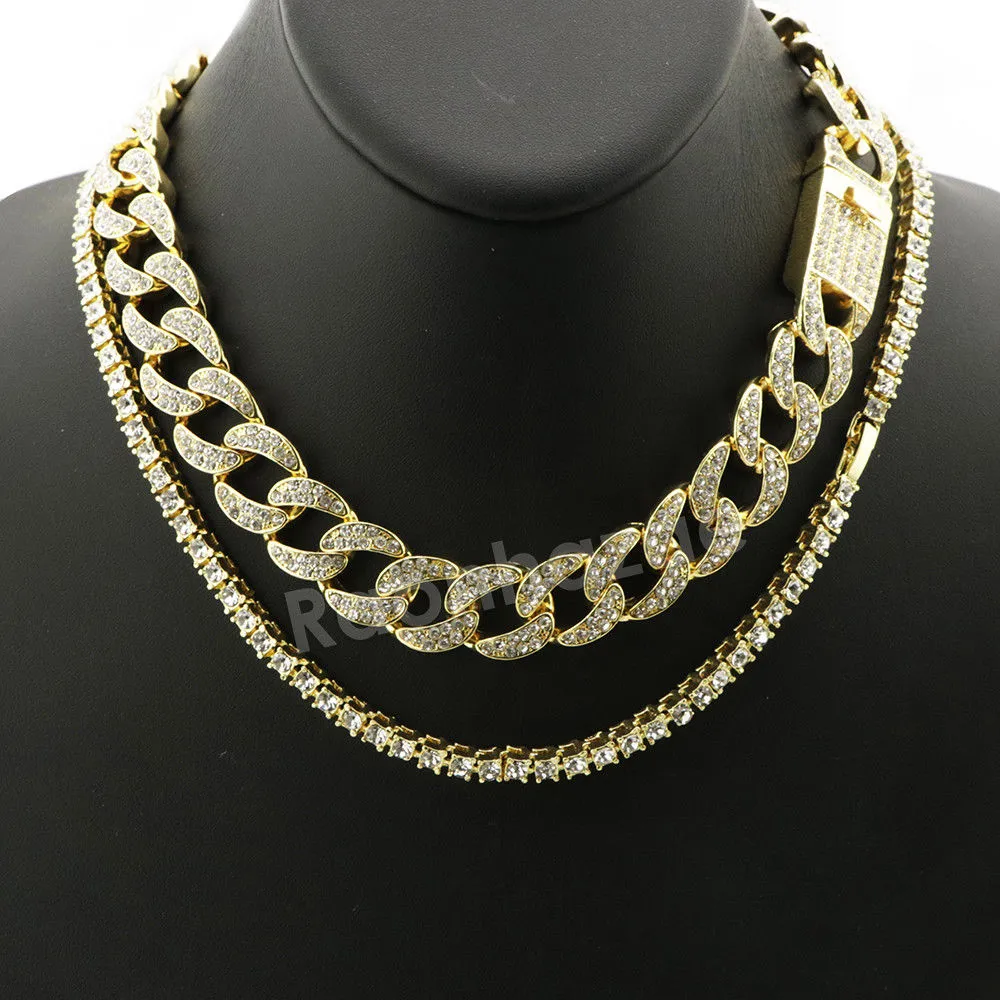 Hip Hop Quavo Jesus Face Miami Cuban Choker Chain Tennis Necklace L27