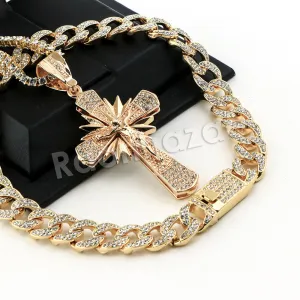 Hip Hop Quavo Shining Cross Miami Cuban Choker Chain Necklace L34