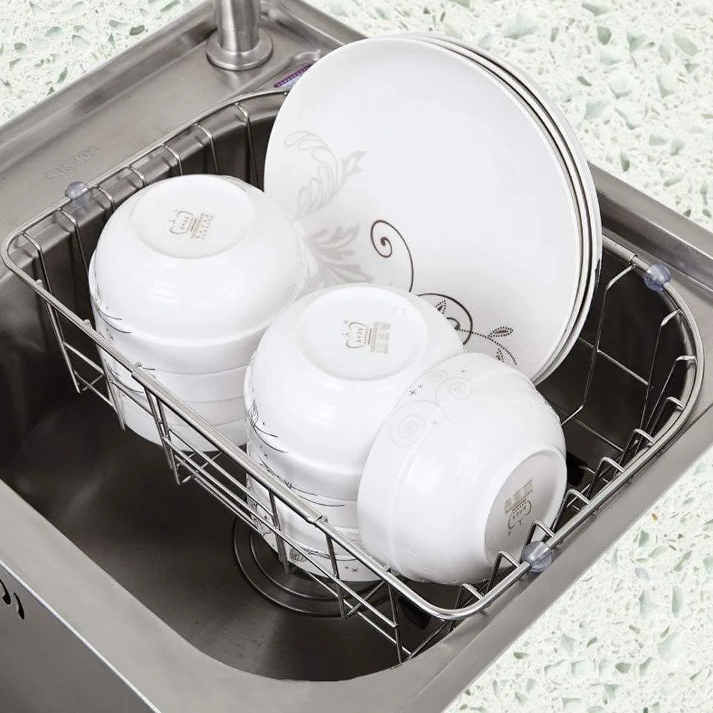 HY Stainless Steel Sink Drain Dish Rack Retractable Dish Rack Kitchen Pool Storage Hanging Dish Rack Sink Rack