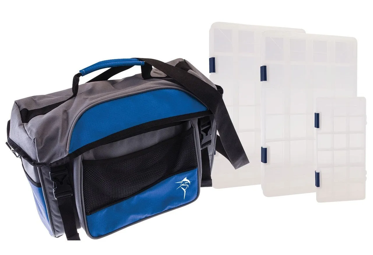 Jarvis Walker Medium Lure Bag with 3 Tackle Trays - Blue Grey