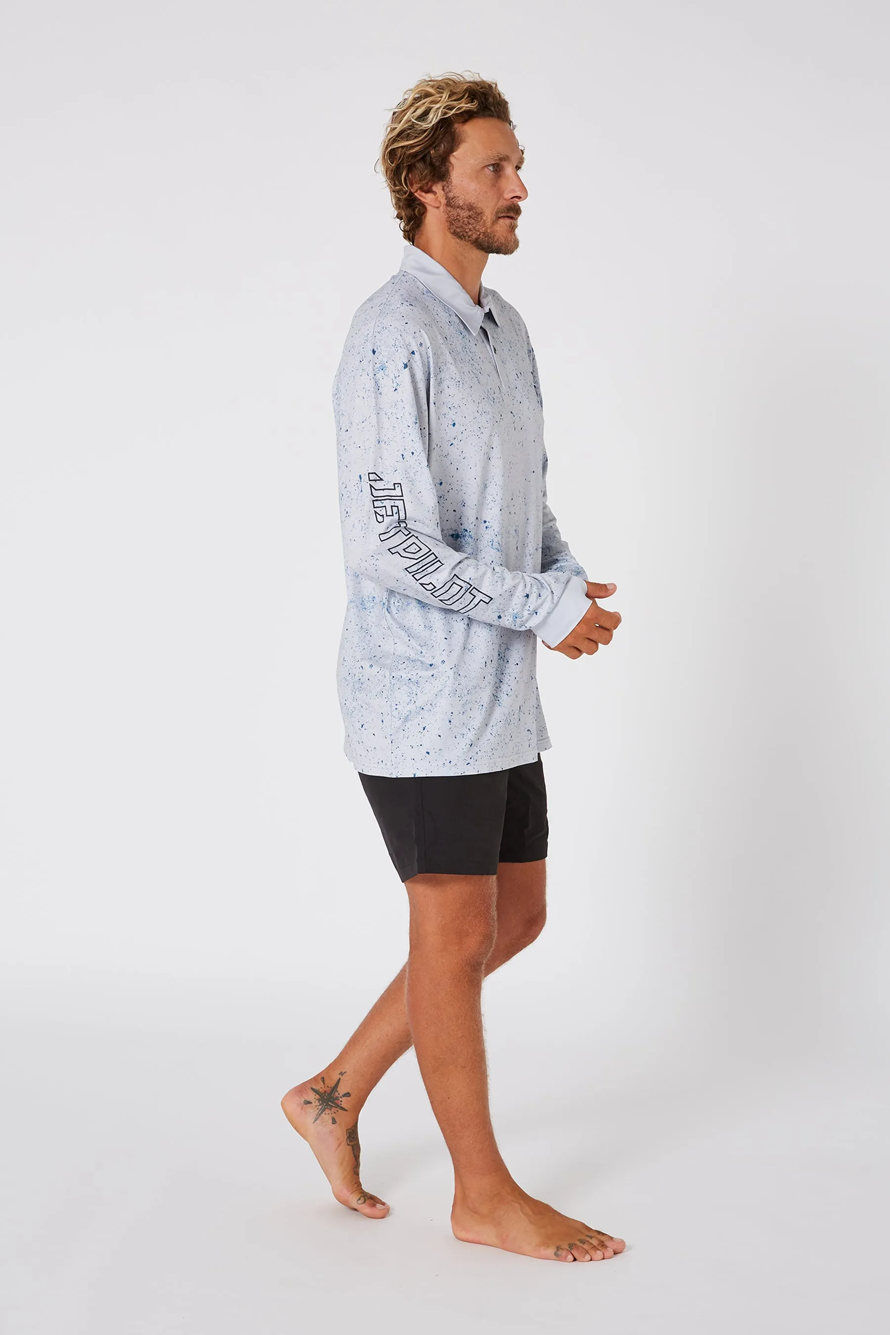 Jetpilot Venture LS Fishing Mens Polo - Grey