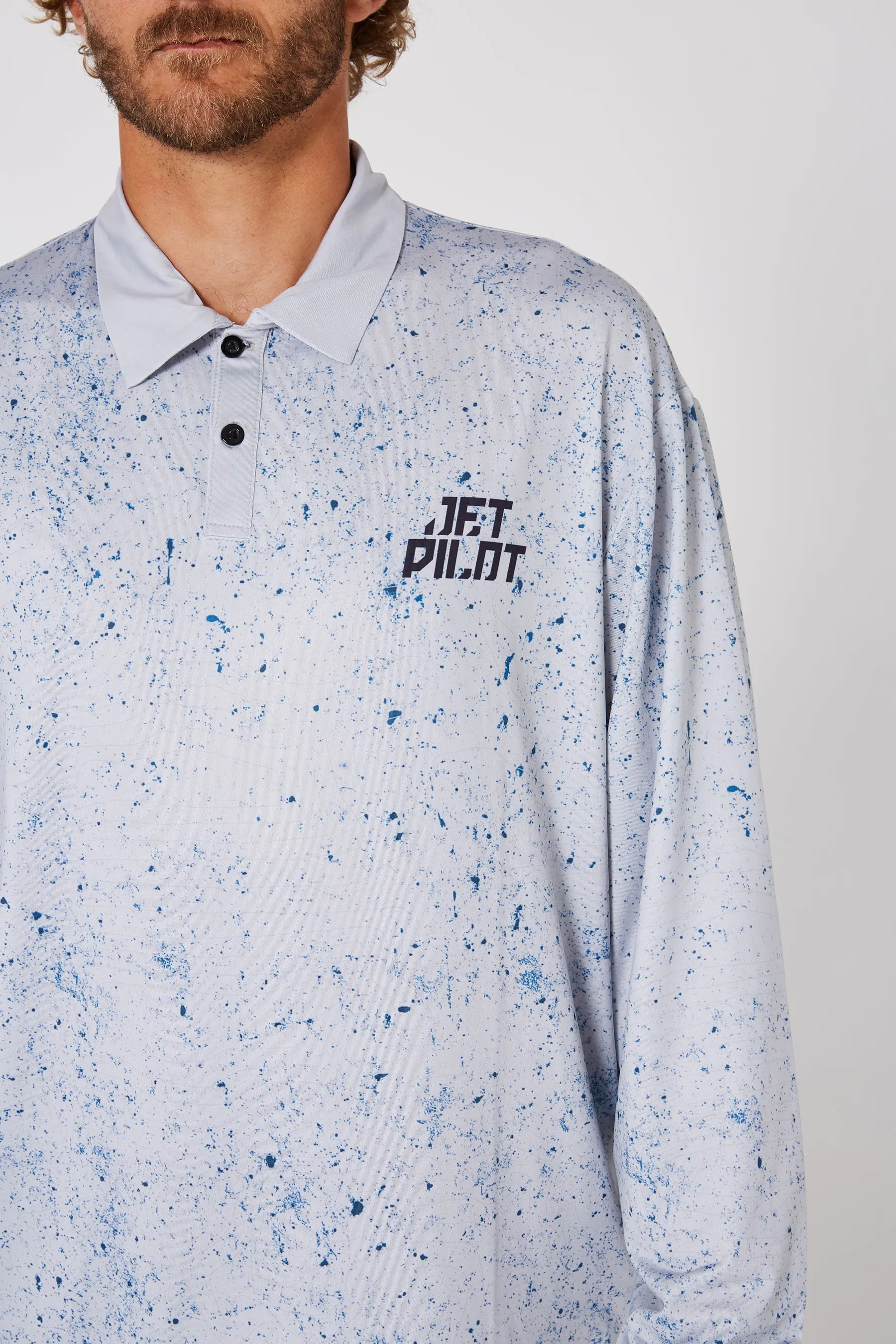 Jetpilot Venture LS Fishing Mens Polo - Grey