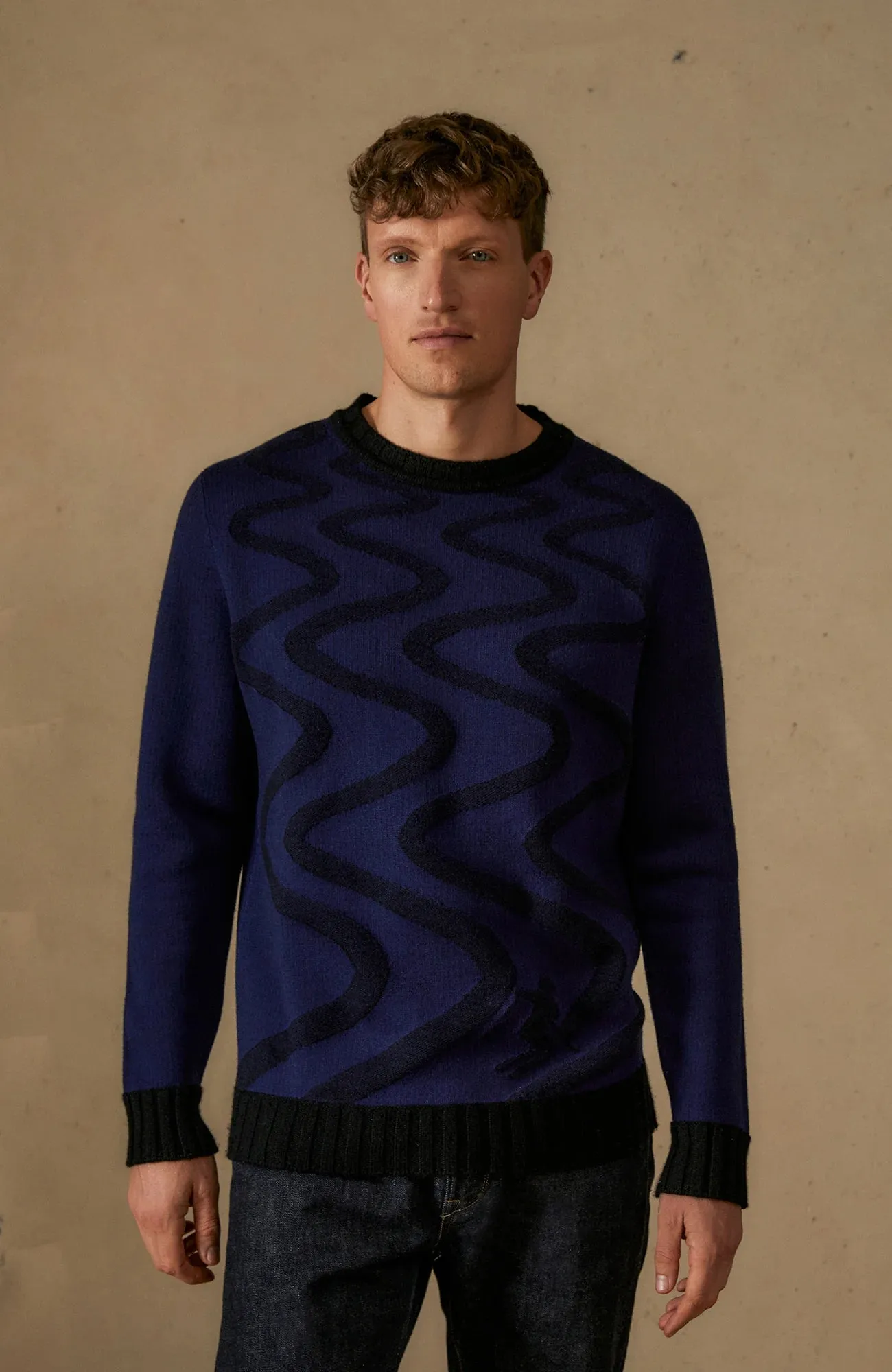 Kaprun Sweater With Snow Tracks Motif M