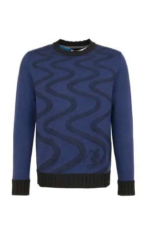 Kaprun Sweater With Snow Tracks Motif M