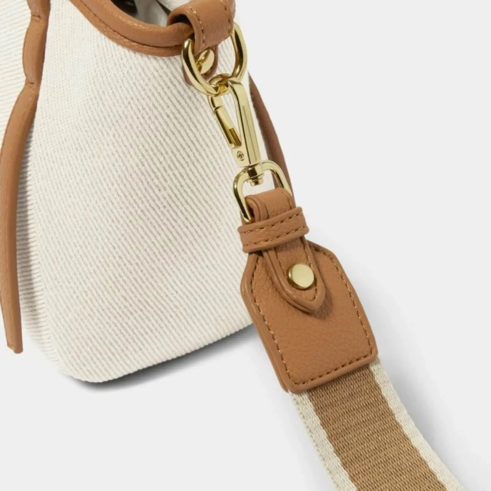 Katie Loxton Capri Canvas Mini Tote Bag - Tan & Off White