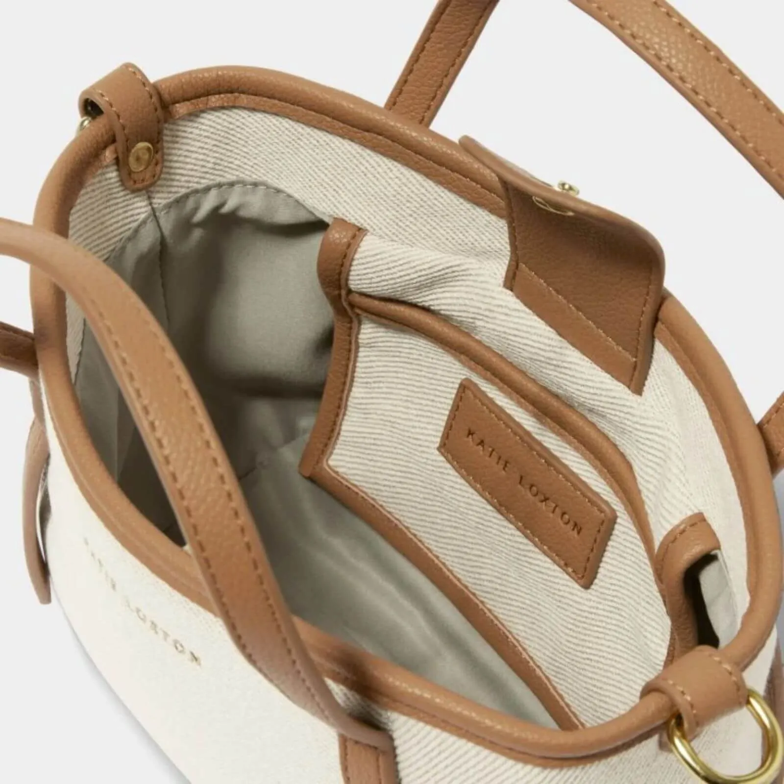 Katie Loxton Capri Canvas Mini Tote Bag - Tan & Off White