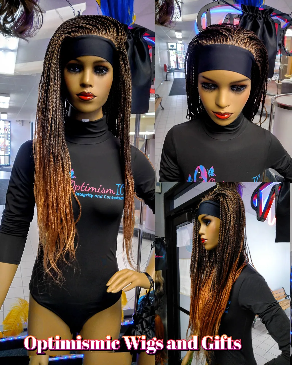 Keasha Black Braided Synthetic Headband Wigs $69 OptimismIC Wigs and Gifts