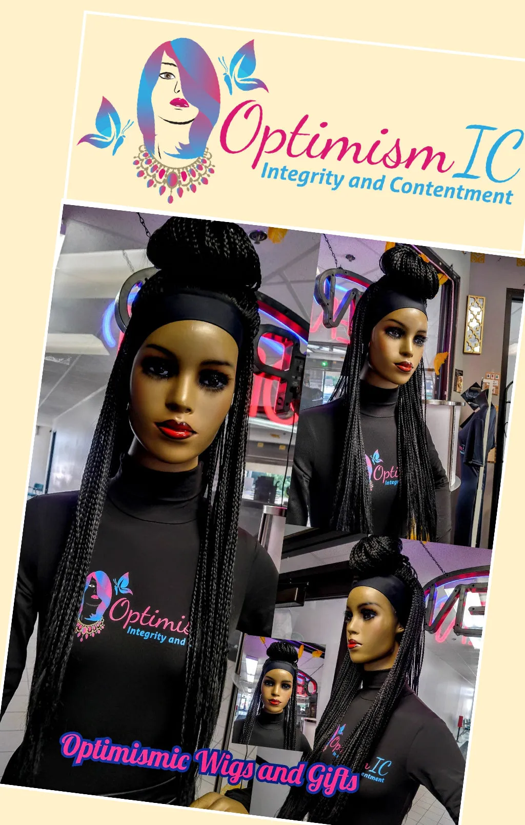 Keasha Black Braided Synthetic Headband Wigs $69 OptimismIC Wigs and Gifts