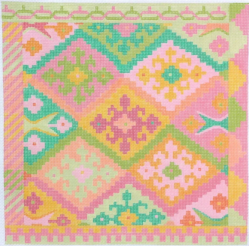 Kilim Square w/ Stepped Diamonds – summer melons palette