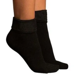 Lemon Faux Fur Cuff Shootie Sock - Black