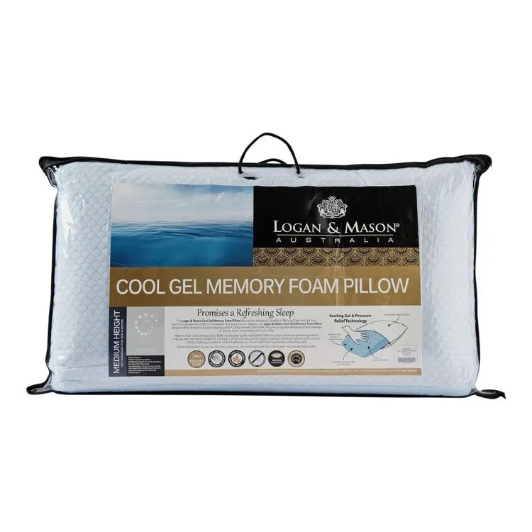 Logan & Mason COOL GEL MEMORY FOAM WHITE PILLOW